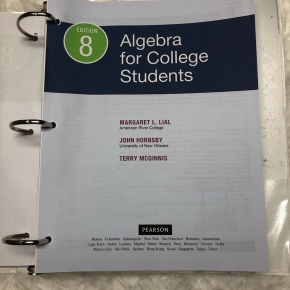 ALGEBRA for College Students 8th Edition Loose Leaf Pages with Binder - Picture 2 of 6